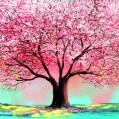 картинки розовое дерево, картина для телефона