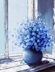 картинка голубые цветы, рисунок - , для мобильного телефона