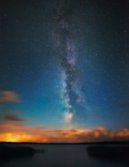картинка звездное небо, вода - , для мобильного телефона