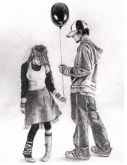 картинка дарю шарик - парень дарит девушке шарик надувной и летающий, для мобильного телефона